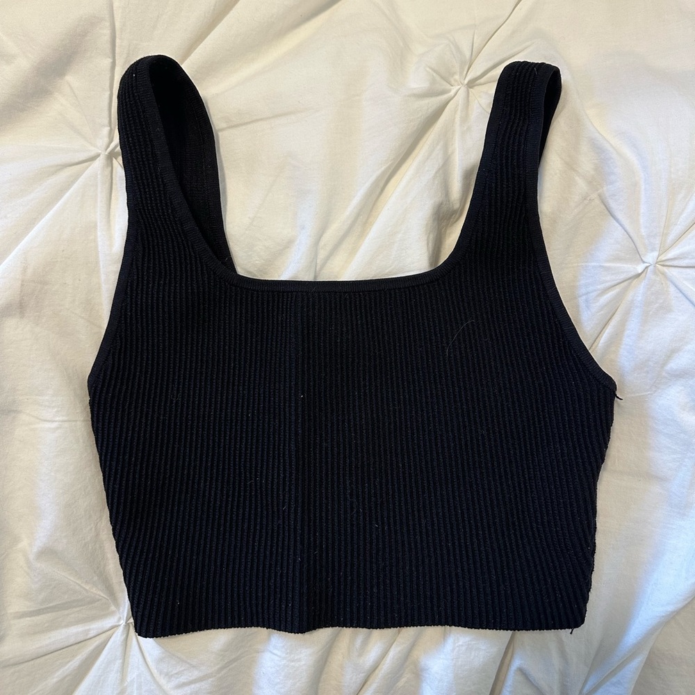 Sculpt knit square neck cropped tank - aritzia black